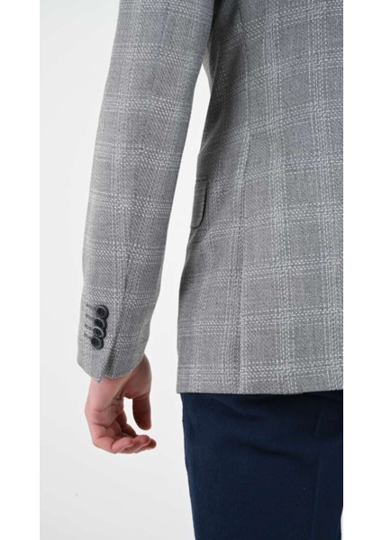 Slimfit Erkek Kruvaze Ceket Sivri Yaka Drop 6 Dokuma Kumaş