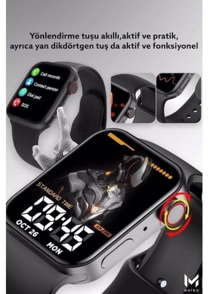 Konuşma Özellikli Smaart Watch 7 Akıllı Saat Su Geçirmez Yan Tuşlu Köşeli Yeni Alüminyum Kasa (Siyah) fiyatları