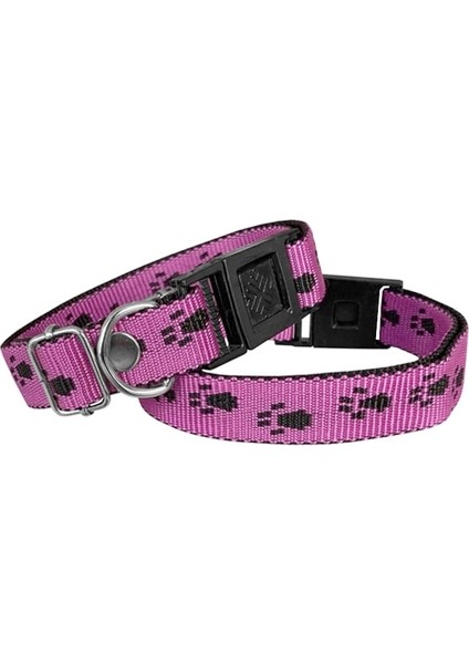 Fırsat Byr Köpek Tasması Patili Dokuma 2 cm - Min: 30 cm - Max: 50 cm Koyu Pembe Yeni