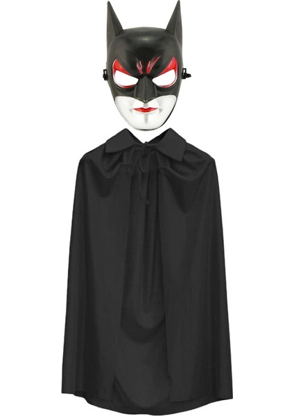 Fırsat Byr Batman Maskesi Cat Woman ve Batman Pelerini 90 cm Siyah Renk Set Yeni