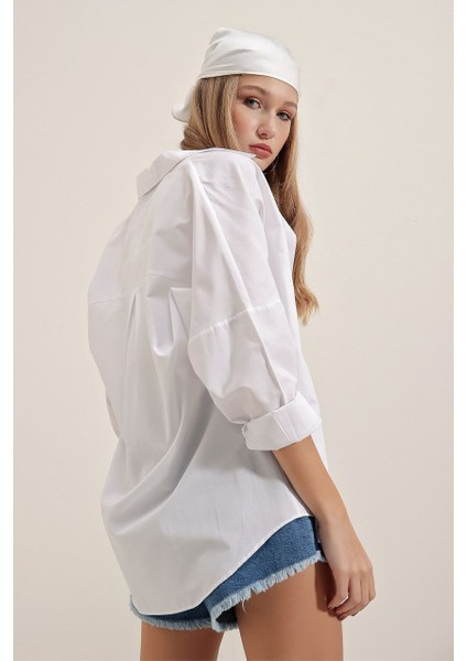 Kadın Oversize Uzun Basic Gömlek