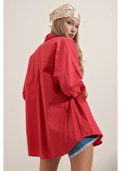 Kadın Oversize Uzun Basic Gömlek