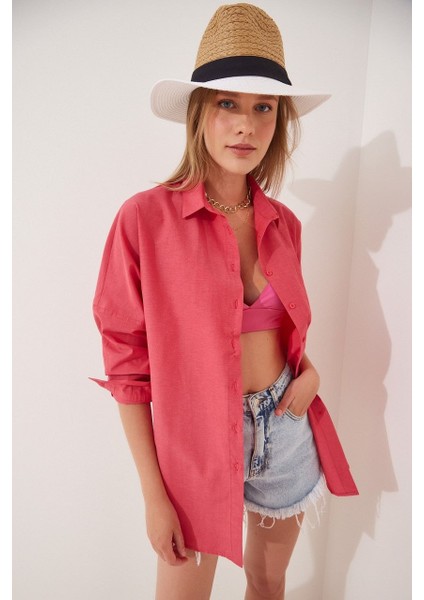 Kadın Oversize Uzun Basic Gömlek