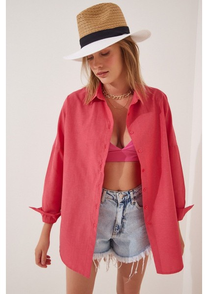 Kadın Oversize Uzun Basic Gömlek