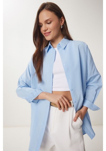 Kadın Oversize Uzun Basic Gömlek