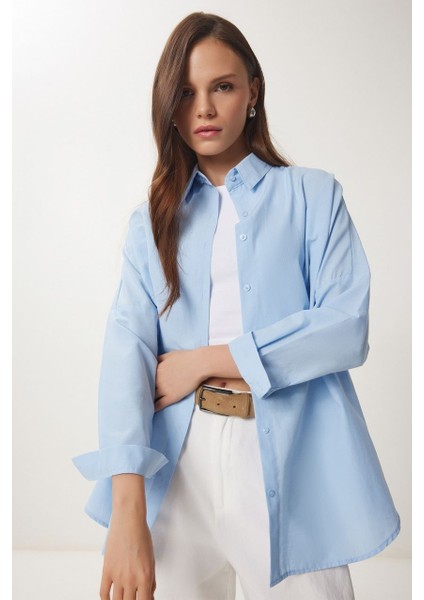 Kadın Oversize Uzun Basic Gömlek