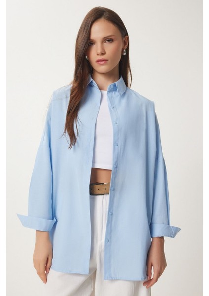 Kadın Oversize Uzun Basic Gömlek