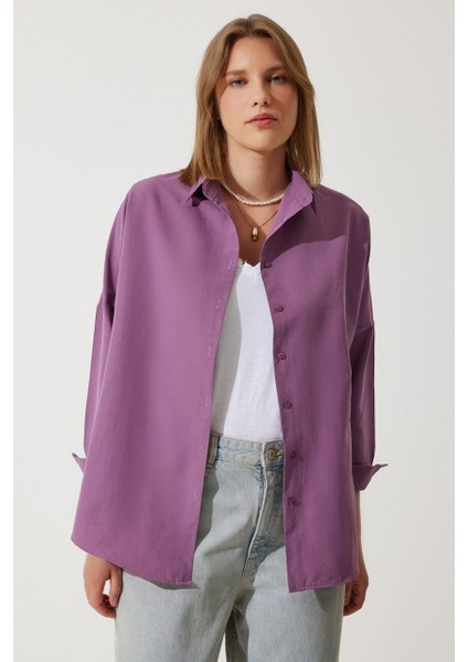 Kadın Oversize Uzun Basic Gömlek