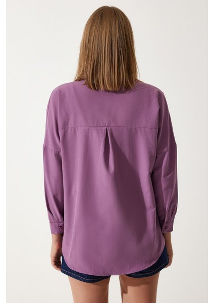 Kadın Oversize Uzun Basic Gömlek