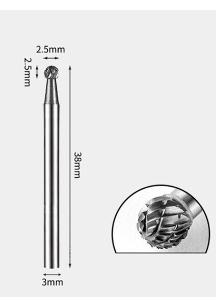 Yoğun Karbür Çelik Tungsten 2.6 mm Cnc Router , Dremel Vb. Yuvarlak Kafa Carbide Uç