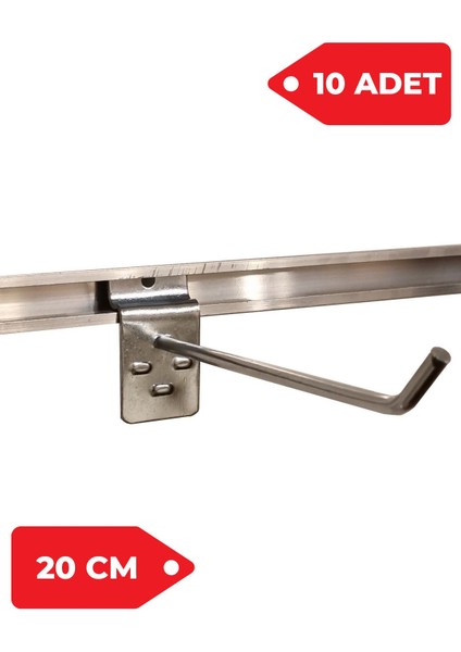 20 cm - 10 Adet Kanallı Pano Kancası Raf Askısı fiyatları