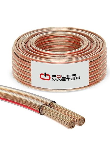 PM-431 2x2.50 Şeffaf Kodlu 100 Metre Bakır Cu Hoparlör Kablosu Yeni