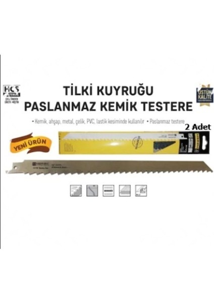 Kemik Kesme Tilki Kuyruğu Bıçağı Paslanmaz Körelmez 30 cm 2 Adet