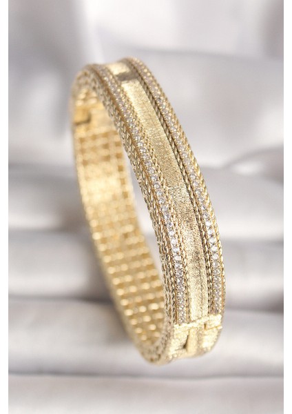 Pirinç Gold Renk Zirkon Taşlı Bileklik - TJ-BB6639
