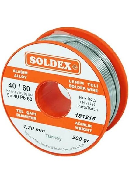 40-60 Lehim Teli 200 gr 1.2 mm - Sn:40 / Pb:60