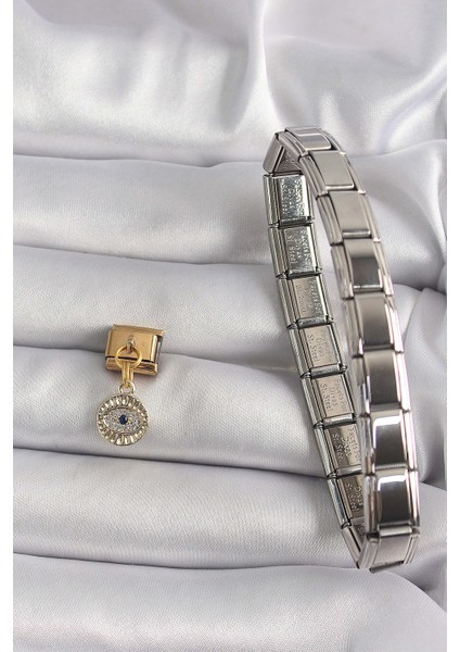 316L Çelik Gold Renk Sallantı Zirkon Taşlı Göz Model Nomination Charm - TJ-BC1193 fiyatları