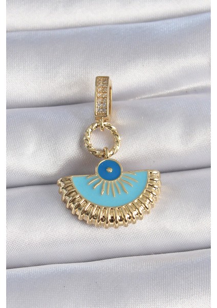 Pirinç Gold Renk Nazar Boncuklu Ajda Charm - TJ-BC1010