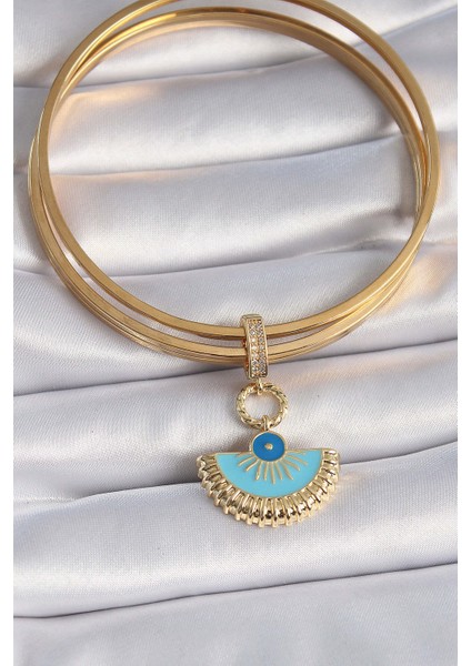 Pirinç Gold Renk Nazar Boncuklu Ajda Charm - TJ-BC1010