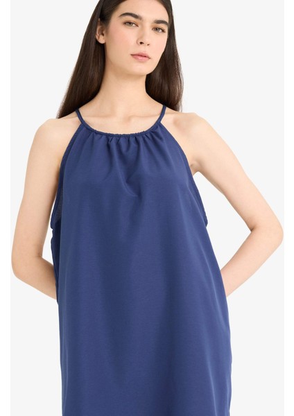 Yuvarlak Yaka Terry Cotton Mini Plaj Elbisesi-Fall in Love E5102AX25SP modelleri