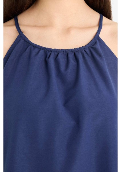 Yuvarlak Yaka Terry Cotton Mini Plaj Elbisesi-Fall in Love E5102AX25SP fırsatları