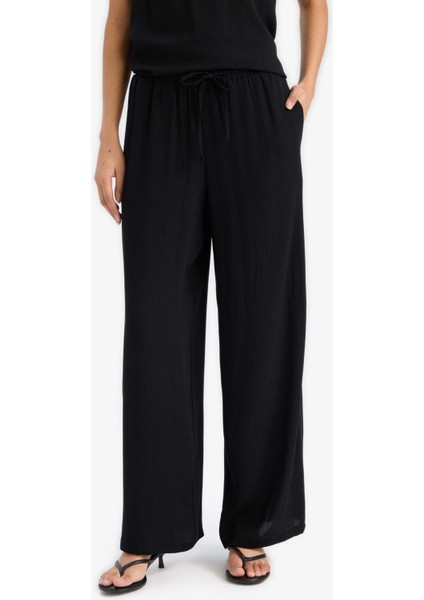 Regular Fit Beli Lastikli Bağcıklı Plaj Pantolonu-Fall in Love D9763AX25SM