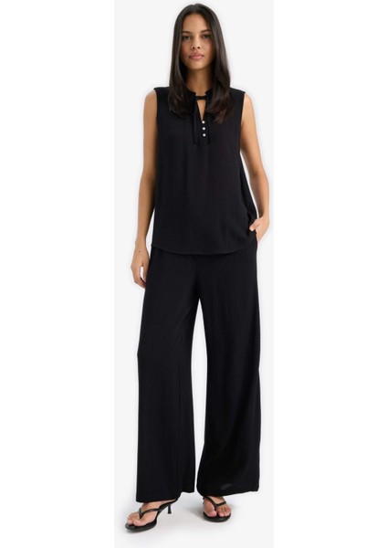 Regular Fit Beli Lastikli Bağcıklı Plaj Pantolonu-Fall in Love D9763AX25SM fırsatları