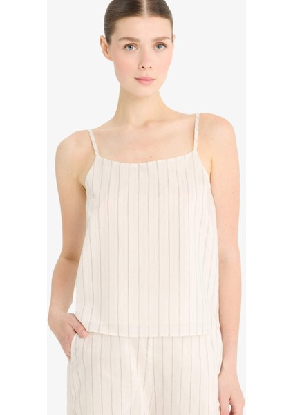 Regular Fit Kare Yaka Çizgili Modal Askılı Bluz F0397AX25SP