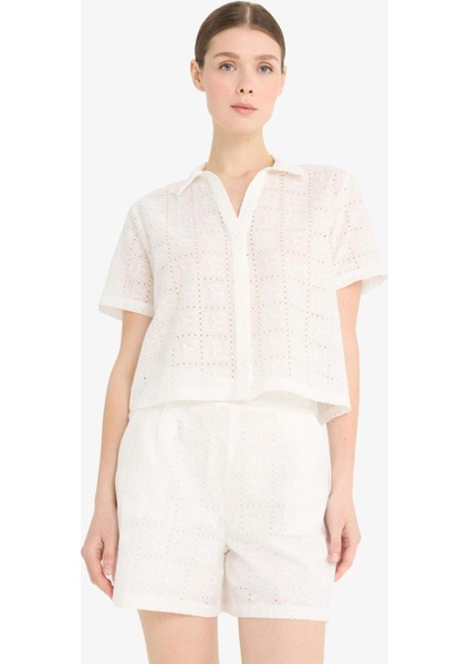 Regular Fit Brode Kısa Kollu Gömlek F5857AX25SM indirimleri