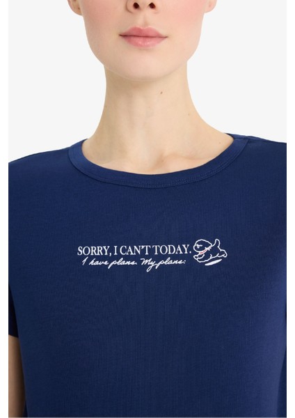 Regular Fit Bisiklet Yaka Baskılı Ribana Kısa Kollu Tişört F5101AX25SM indirimleri