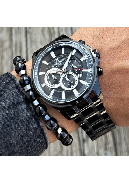 Kişiye Özel Siyah Renk Fonksiyonlu Kol Saati Doğal Taş Tespih ve Bileklik Çakmak Seti HBDK62 fiyatları