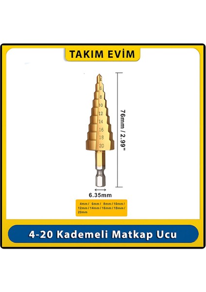 Kademeli Matkap Ucu / Metal Sac Delme 4MM-20MM