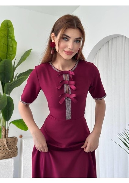Wera Taşlı Fiyonk Detaylı Elbise
