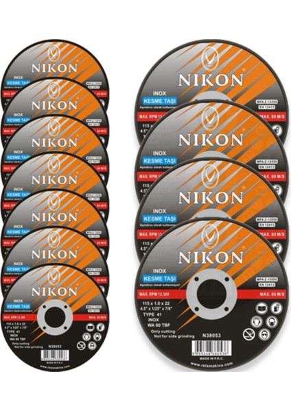 Inox 115X1,0X22 Düz Krom Kesme Taşı 10'lu Paket