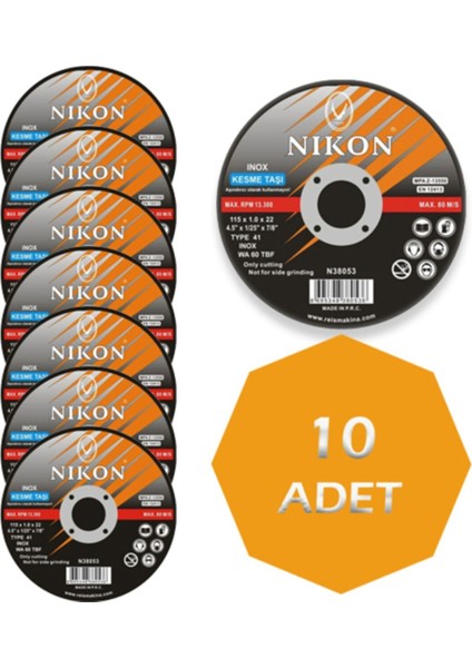 Inox 115X1,0X22 Düz Krom Kesme Taşı 10'lu Paket fiyatları