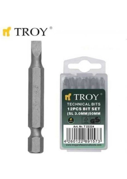 22224 Bits Uç Seti (Düz 3.0X50MM. 12 Adet)