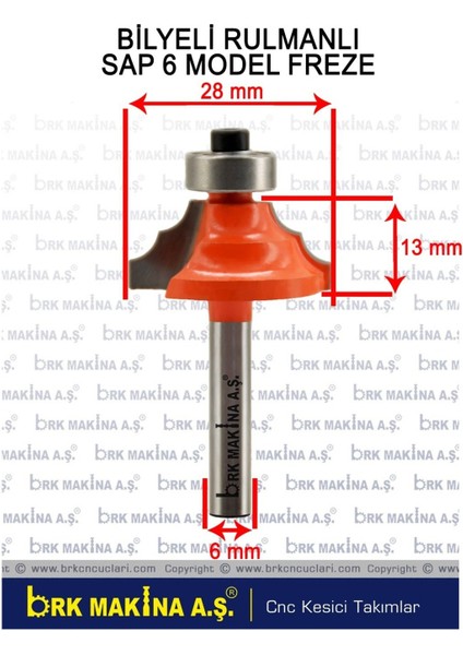 Sap 6 mm Rulmanlı Freze