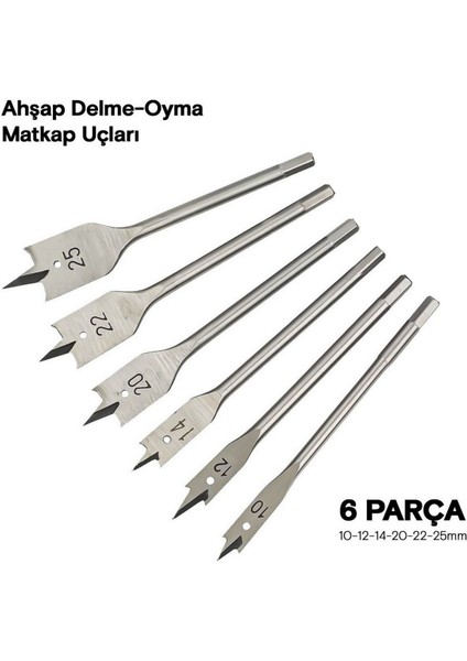Yaprak Matkap Ucu Seti 6 Parça Tahta Ahşap Oyma Kelebek Set Ahşap Oyucu Set