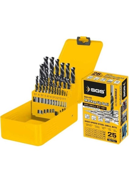 SGS1420 25 Parça Hss Matkap Ucu Seti Metal Standlı Kutulu fırsatları
