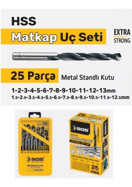 SGS1420 25 Parça Hss Matkap Ucu Seti Metal Standlı Kutulu indirimleri