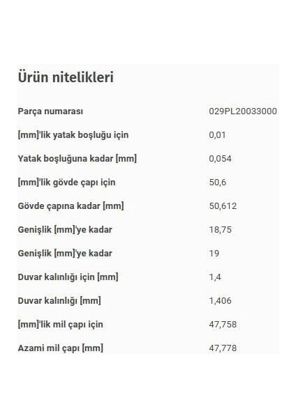 Kol Yatak Std Vag A3 A4 A6 Bo1 Cad3 Go4-5 Jet3-4 Pas T5 97-