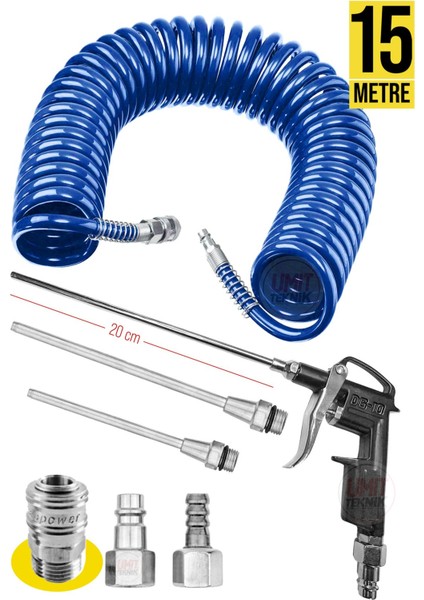 20CM Uzun 5li Hava Tabanca TAKIM15 Metre Kompresör Spiral Hava Hortumu 8 mm Set fiyatları