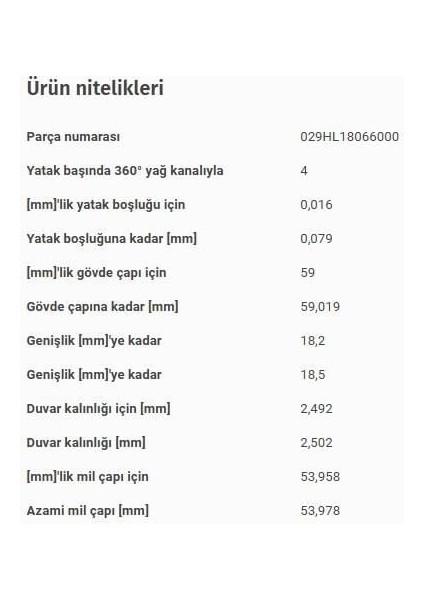 Ana Yatak Std Vag 80 90 100 A4 A6 Cad1-2 Go1-2-3 Jet1-2 LT28 LT40 Pas Po3 T3 T4