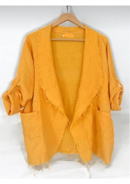 Mevsimlik Müslin Kumaş Püskül Dikişli Gömlek-Ceket Oversize 38-50