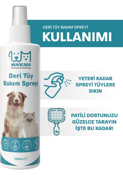 Kedi Köpek Kıtık Açıcı Sprey Kolay Tarama Deri Bakım Solüsyonu Kene Pire Bit Parazitlere Karşı Sprey Anti Parazit Spreyi