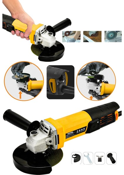 Alman 4600 Wf Bakır Sargı 115-125 mm Avuç Içi Kesme ve Taşlama Makinası Sarı