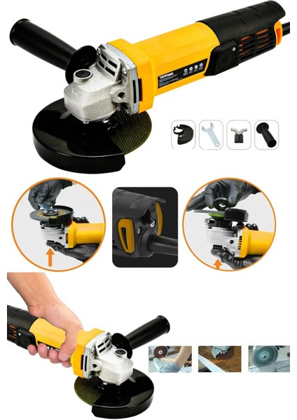 Alman 4600 Wf Bakır Sargı 115-125 mm Avuç Içi Kesme ve Taşlama Makinası Sarı