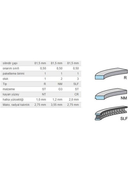 Segman Seti 81,51MM Vag A3 A4 Bo1 Cad3 Go4-5-6 Jet3 Pas 00-