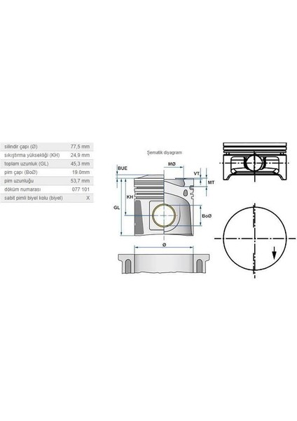 Piston 77,50MM Mını W10B16A 01-08