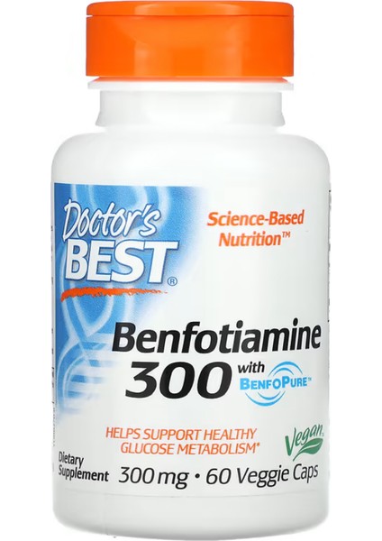 Benfotiamine 300 With Benfopure, 300 Mg, 60 Veggie Caps