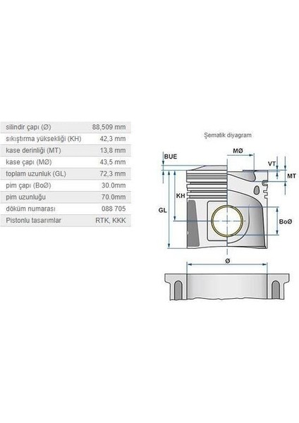 Piston 88,50MM M.benz 611 612 613 98-09
